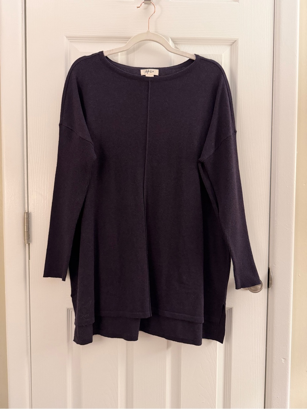 Style & Co Grape Purple Long Sleeve Knit Tunic Sweater Small